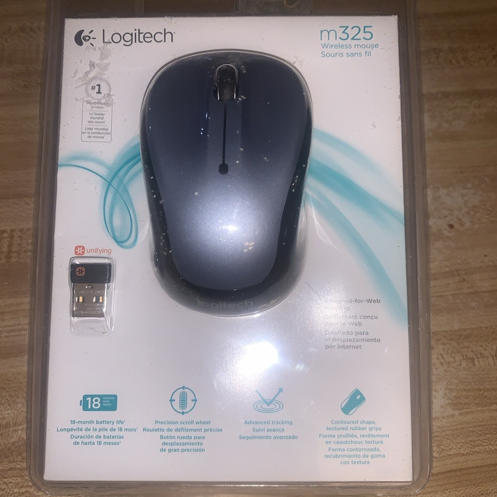 Logitech M325 Wireless Mouse - Light Silver New In Package